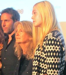 Alessandro Nivola with Ginger and Rosa director Sally Potter and the star of Refn's The Neon Demon, Elle Fanning